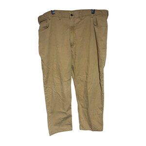 Carhartt Mens Relaxed Fit Canvas Work Pants 50x30 Tan Durable Cotton Blend FLAW